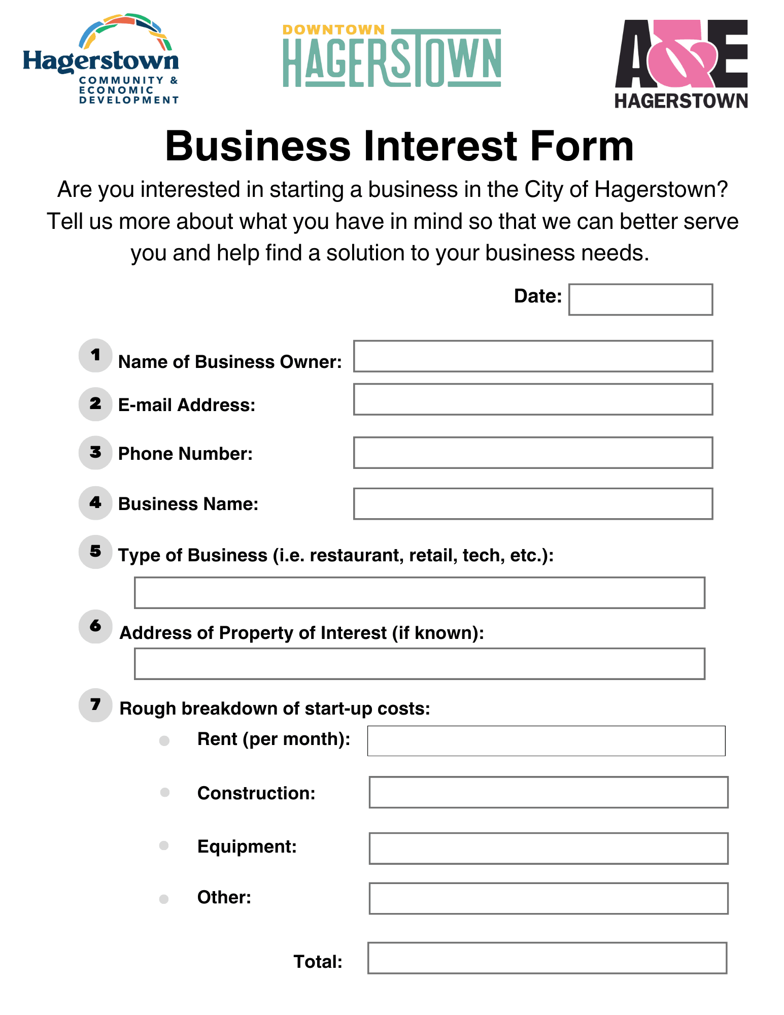 Business interest form 
