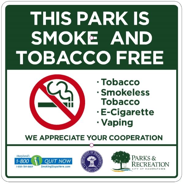 Tobacco Free Park sign